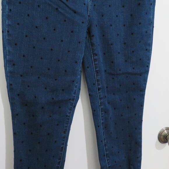 Talbots Womens Sz 8 Blue Black High Waist Jegging Ankle Jeans Polka Dot - Picture 4 of 7